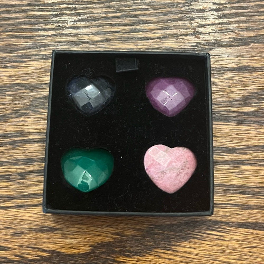 Set of 4 Heart Shaped Stone Magnets